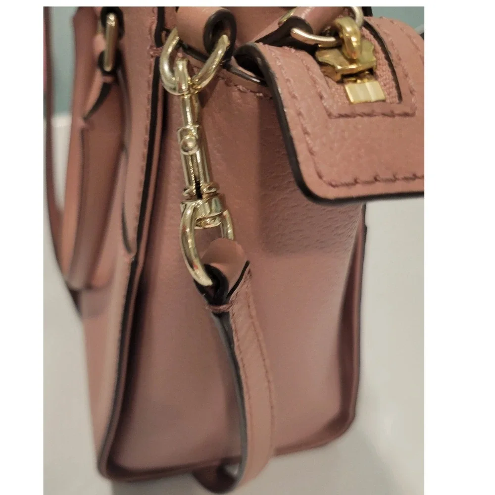Kate Spade New York Pink Pebbled Leather Satchel Crossbody Handbag Gold Hardware